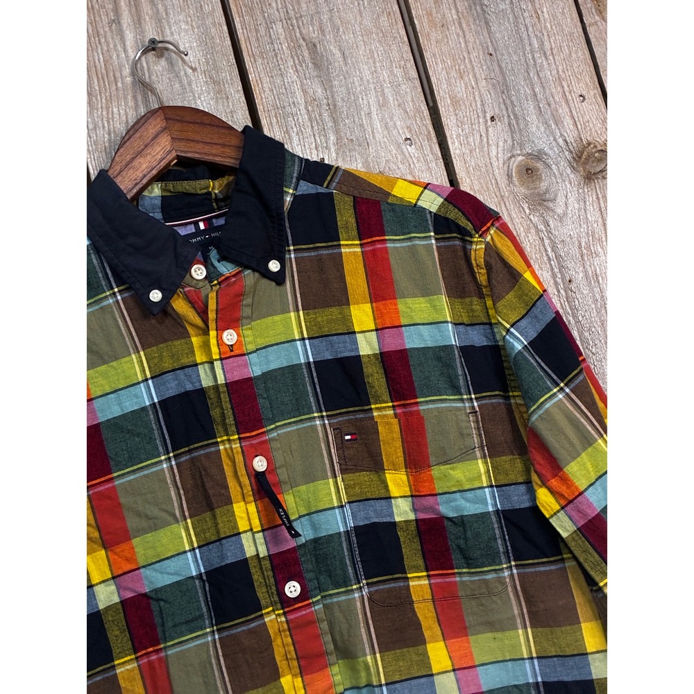 Tommy Hilfiger Mens Plaid Button Down Shirt Classic Fit Multi Color M 78J6514